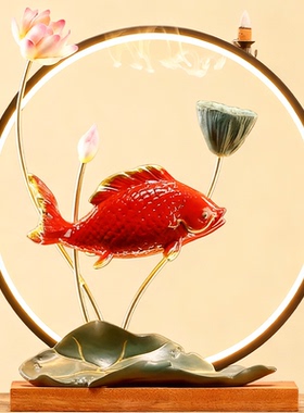 创意摆件年年有鱼创意陶瓷鱼办公室客厅酒柜家居锦鲤装饰乔迁开业