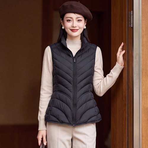 白鸭绒轻薄显瘦保暖女款羽绒马甲