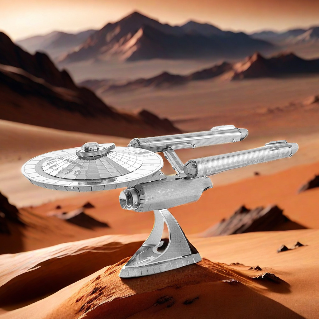 爱拼 金属免胶diy拼装模型3d立体拼图 星际迷航1701企业号飞船