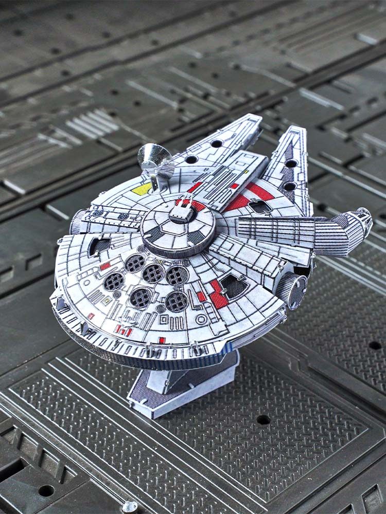 爱拼 全金属不锈钢diy拼装模型3d迷你 彩色千年隼号