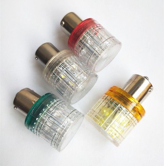 三色灯带罩LED指示灯B15机床报警灯12V24V30V110V220V卡口灯泡