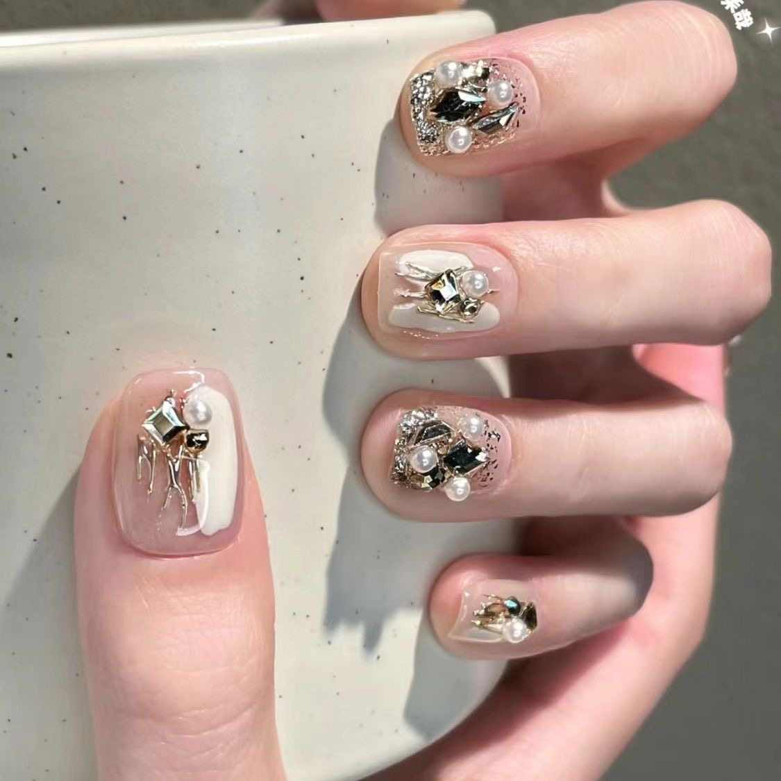 ins风韩系手工清透猫眼美甲穿戴甲片2026新款短款中长款杏仁日常