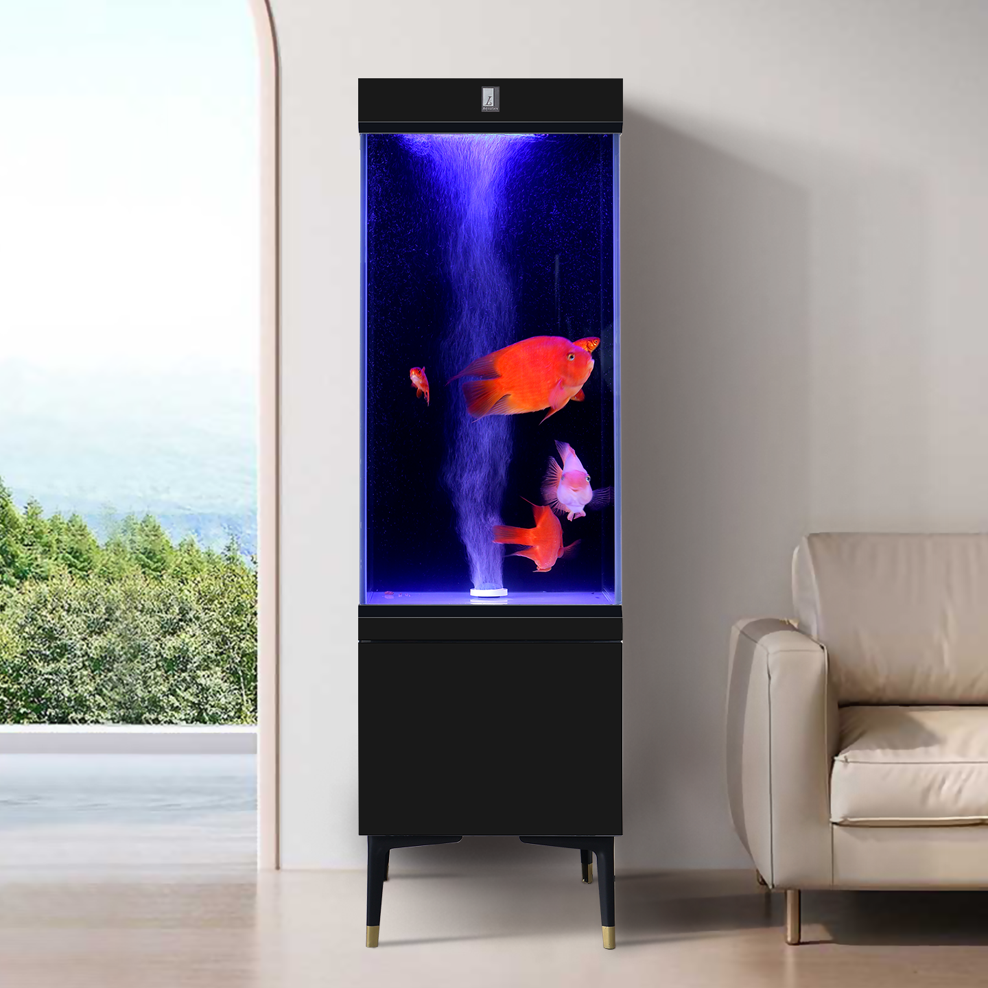 2025新款超白玻璃立式鱼缸水循环背底过滤系统一体机免换水生态缸