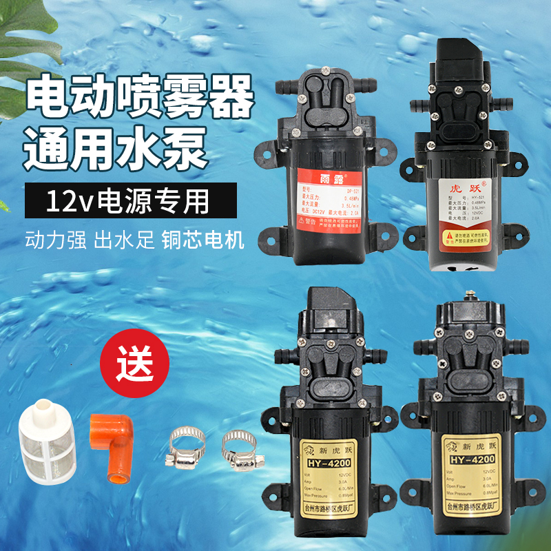 12v雨露水泵电动喷雾器隔膜泵微型洗车水泵家用220v 高压自吸水泵