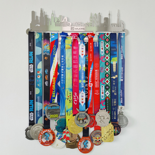体育运动奖牌墙金牌徽章勋章展示架世界六大马拉松城市壁挂装饰品
