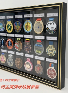 工匠创意奖牌展示框带手写标签