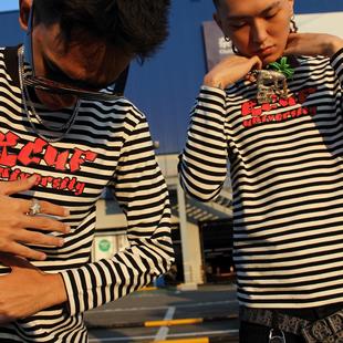 KCUF K学院 university 条纹黑白修身长袖t恤 秋冬内搭美式