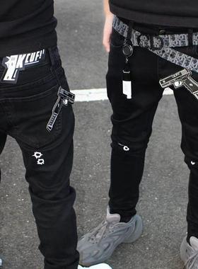 KCUF 刺绣 修身牛仔裤 弹孔bullet hole k洛克枪型吊牌 巴吞鲁日