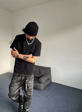 KCUF 闪银刷漆紧身牛仔裤 美式版型 #opium 刷漆 银粉工艺