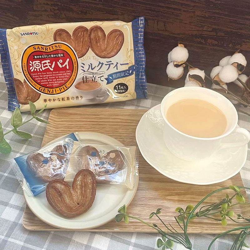 日本进口三立Sanritsu源氏饼干奶茶味蝴蝶酥酥脆休闲零食独立装