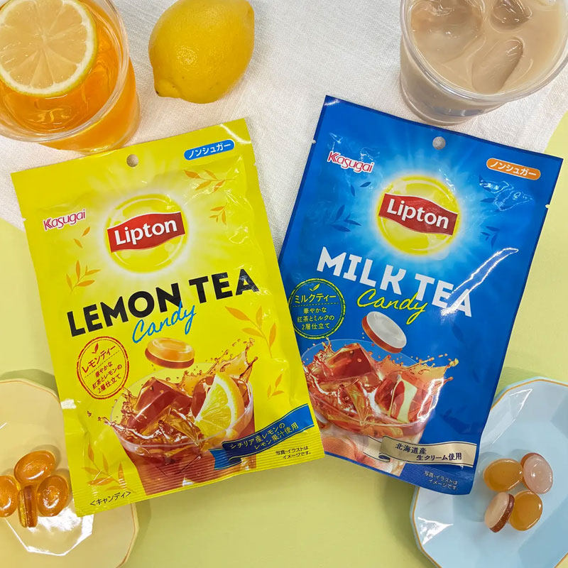 日本进口春日井制果联名立顿Lipton款糖果奶茶糖/柠檬红茶糖硬糖