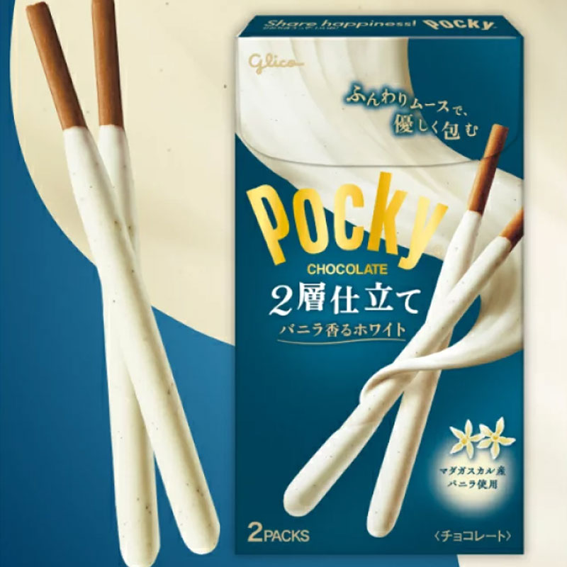 日本进口格力高Glico饼干Pocky冬季炼乳棒香草味盒装