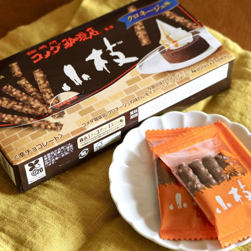 日本进口森永Morinaga小枝可可蛋糕味巧克力涂层巧克力棒