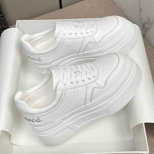 真皮增高8cm轻便小个子休闲鞋 女2026新款 字母小白鞋 古力娜扎同款