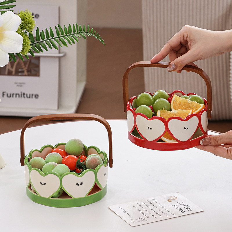 镂空手提水果篮零食糖果摆放盘果盆新年乔迁客厅家用茶几陶瓷收纳,餐饮具,果盆/果盘/果篮,淘宝优惠券,粉丝福利购,淘宝优惠卷