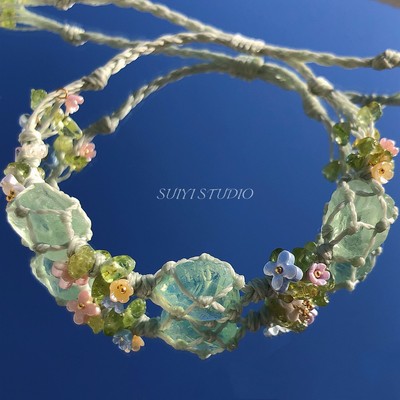 SUIYI 森屿 Macrame手工编绳春夏款绿萤石手链女小清新风原石配饰