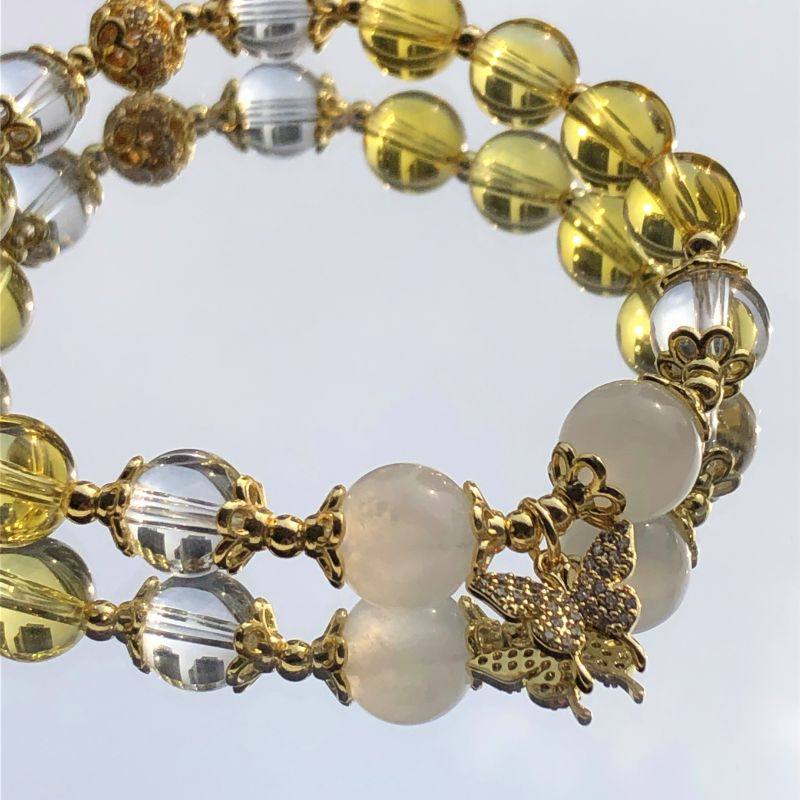 SUIYI STUDIO清新少女风天然黄水晶梦蝶手链女招财锦鲤小众手串