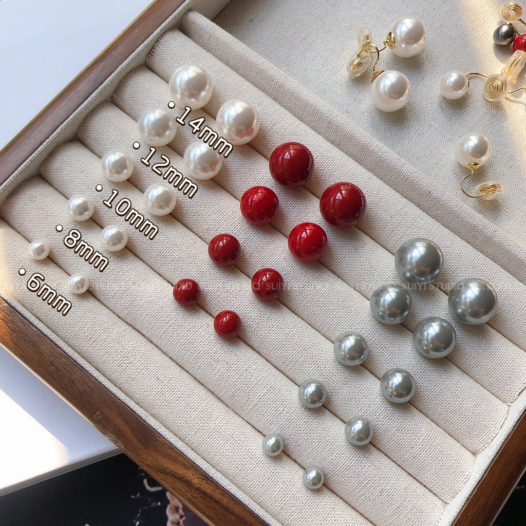 SUIYI 施家珍珠耳钉女小众高级感无耳洞蚊香盘耳夹养耳洞气质耳饰