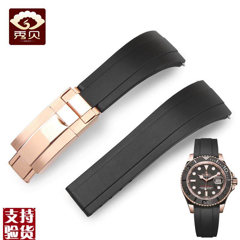 适配原厂秀贝橡胶表带 男士手表带 劳力士新款游艇N名仕型116655