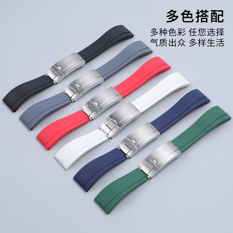 适配劳力士潜航者黑绿水鬼游v艇名仕GMT橡胶手表带迪通拿硅胶20mm