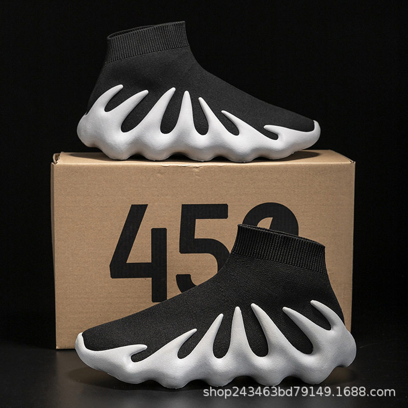 2026高帮八爪鱼椰子鞋男女火山鞋秋冬450yeezy飞织情侣跑鞋运动鞋