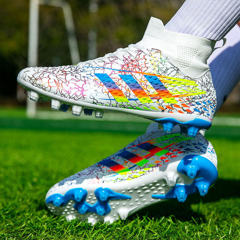 高帮专业足球鞋青少年学生成人男女长钉碎钉皮面平底训练鞋,运动鞋new,足球鞋,淘宝优惠券,粉丝福利购,淘宝优惠卷