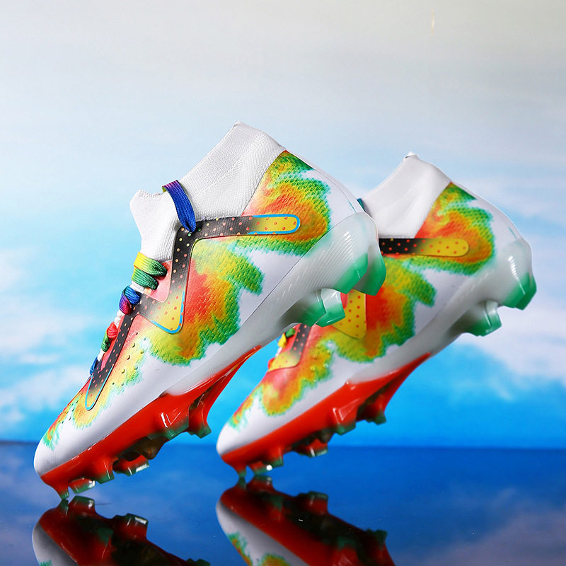 新款无缝幻彩热切跨境大码男士足球鞋长钉碎钉高帮学生专业训练,运动鞋new,足球鞋,淘宝优惠券,粉丝福利购,淘宝优惠卷
