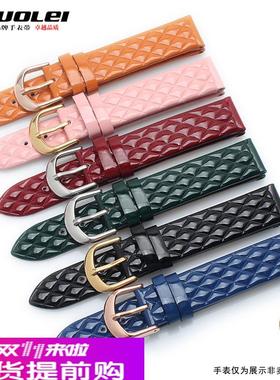 适配芙丽芙丽folli follie表带真皮红色凌格WF1B005SP手表带14 16