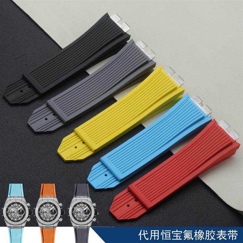 carty适用恒宝氧氟胶带HUBLOT宇舶28mm快拆接口大爆炸胶表带男