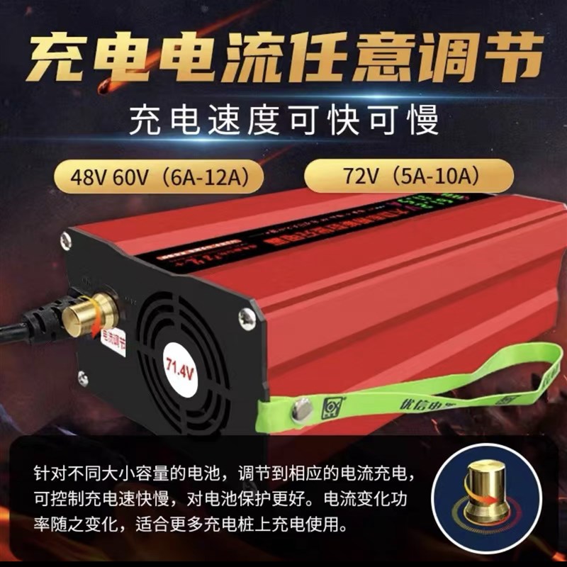 48V锂电池充电器铁锂16串58.4V2A3A5A10A磷酸铁锂16串快充充电器