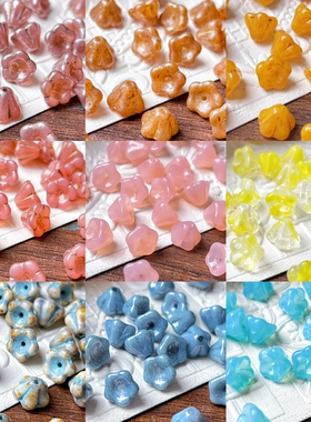 进口捷克珠6*8mm超多颜色莲雾花珠手工串珠diy材料配件散珠饰品