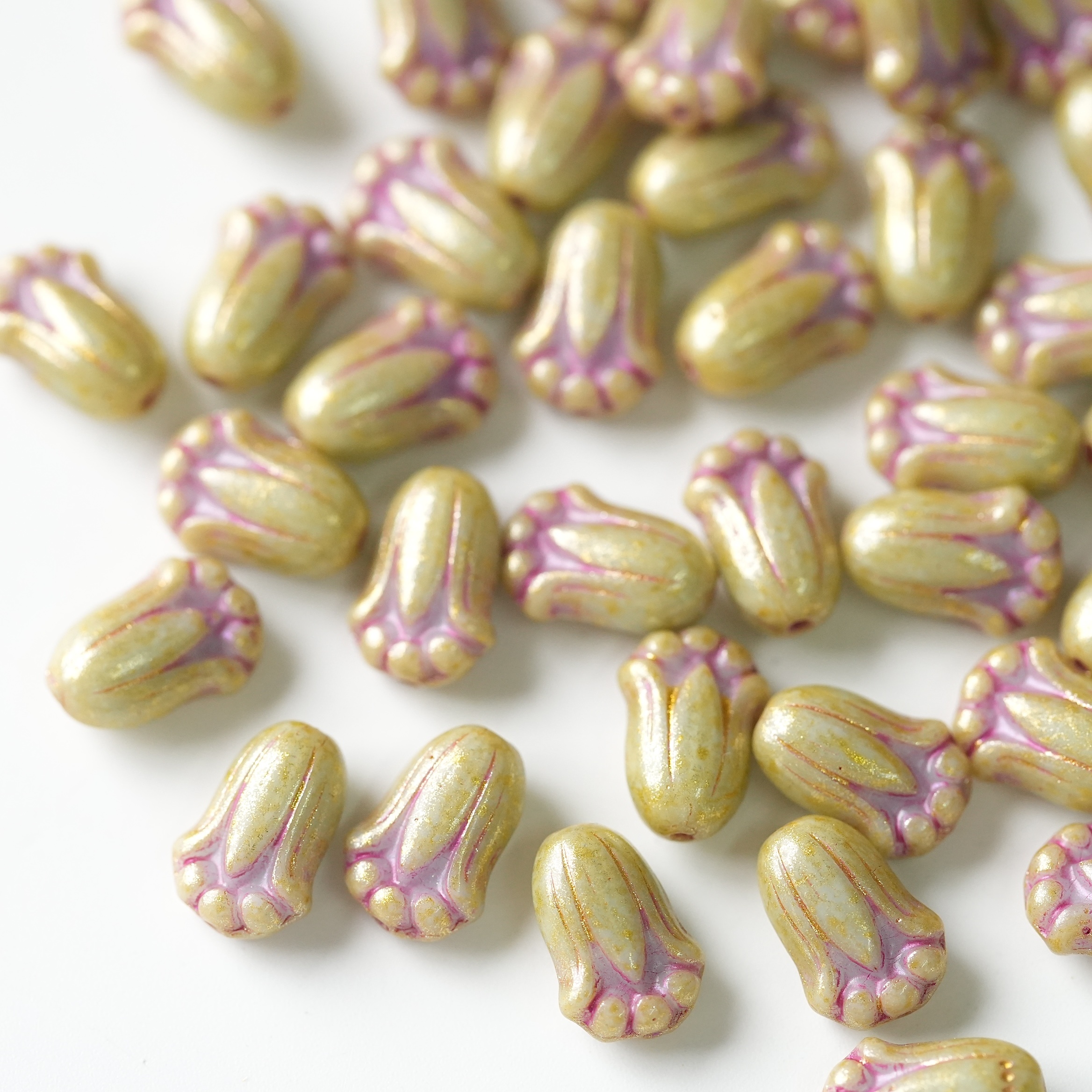 进口捷克珠12*8mm郁金香花珠手工串珠手链项链耳环材料配件