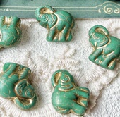 进口捷克珠20 21mm果绿描金复古手工DIY材料串珠散珠配件