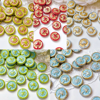 进口捷克珠14mm生命树圆牌手作材料手链项链耳环配件材料DIY材料