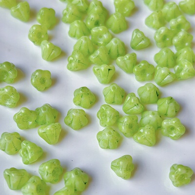 2颗装 进口捷克珠4*6mm莲雾小花手作diy串珠饰品配件材料散珠