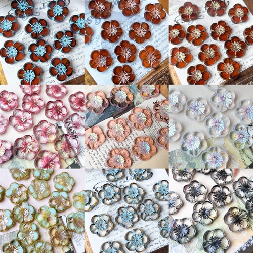 进口捷克珠21mm切面五瓣芙蓉花珠手工串珠diy材料配件散珠饰品