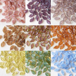 2颗装 6mm百搭复古月桂叶玻璃珠串珠材料 进口捷克珠12