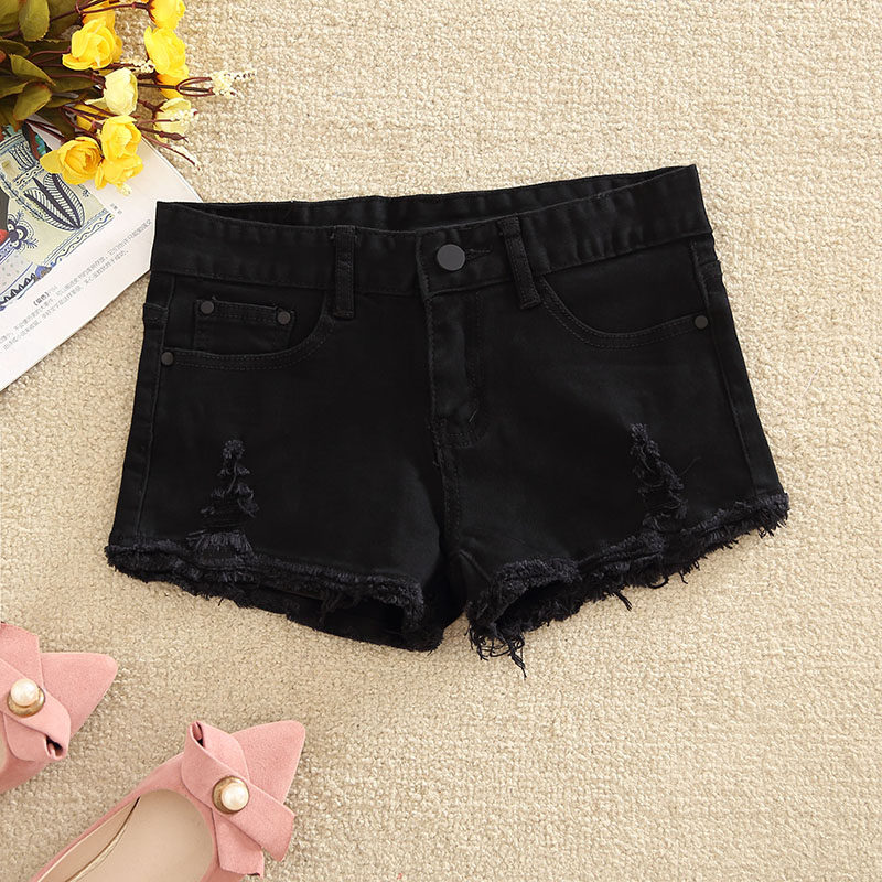 new pattern Korean Edition Low-waisted white Denim shorts Spring and summer Elastic force Self cultivation Show thin hole Black shorts Super shortsin the Women's clothing/Boutique , Pants , Casual pants  category - from Buy2taobao.com to provide professional Taobao agent buy service