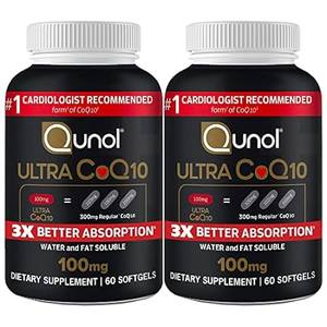 Qunol CoQ10 100mg Softgels， Qunol Ultra CoQ10 100mg， 3x B