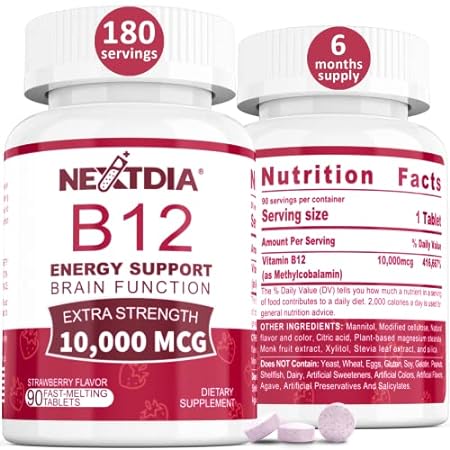 Vitamin B12 Sublingual 10000 mcg， Methylcobalamin， Bioact