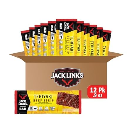 Jack Link's Jerky Bars， Teriyaki - 8g of Protein and 70 C
