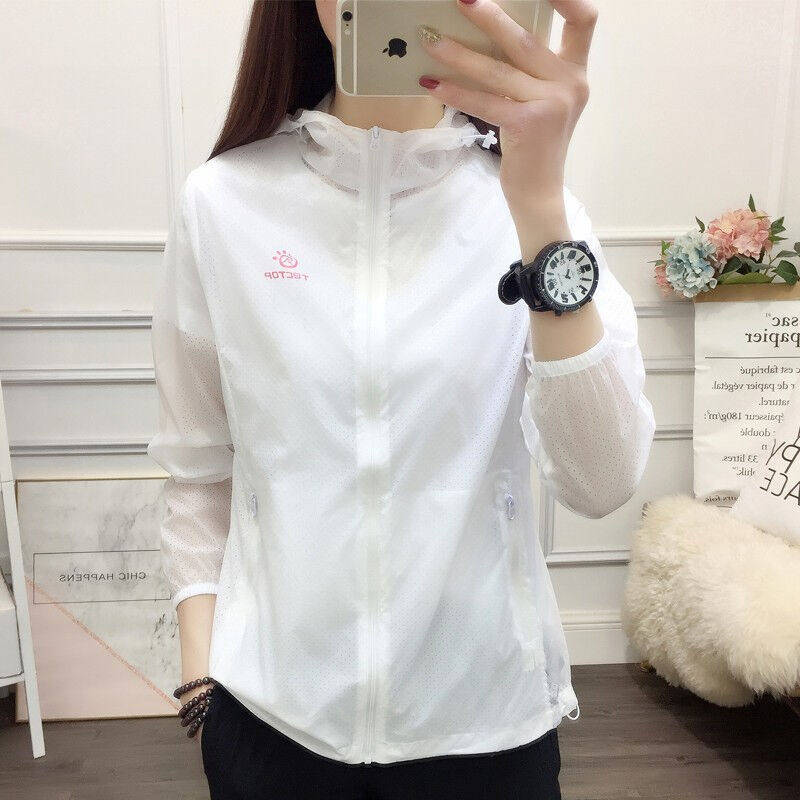 探拓（TECTOP）户外情侣款连帽透气皮肤衣夏季弹力打孔遮阳风衣轻