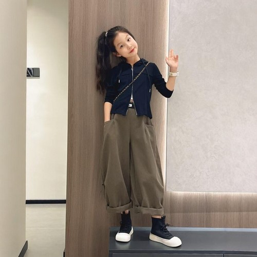 女童工装裤春秋新款洋气