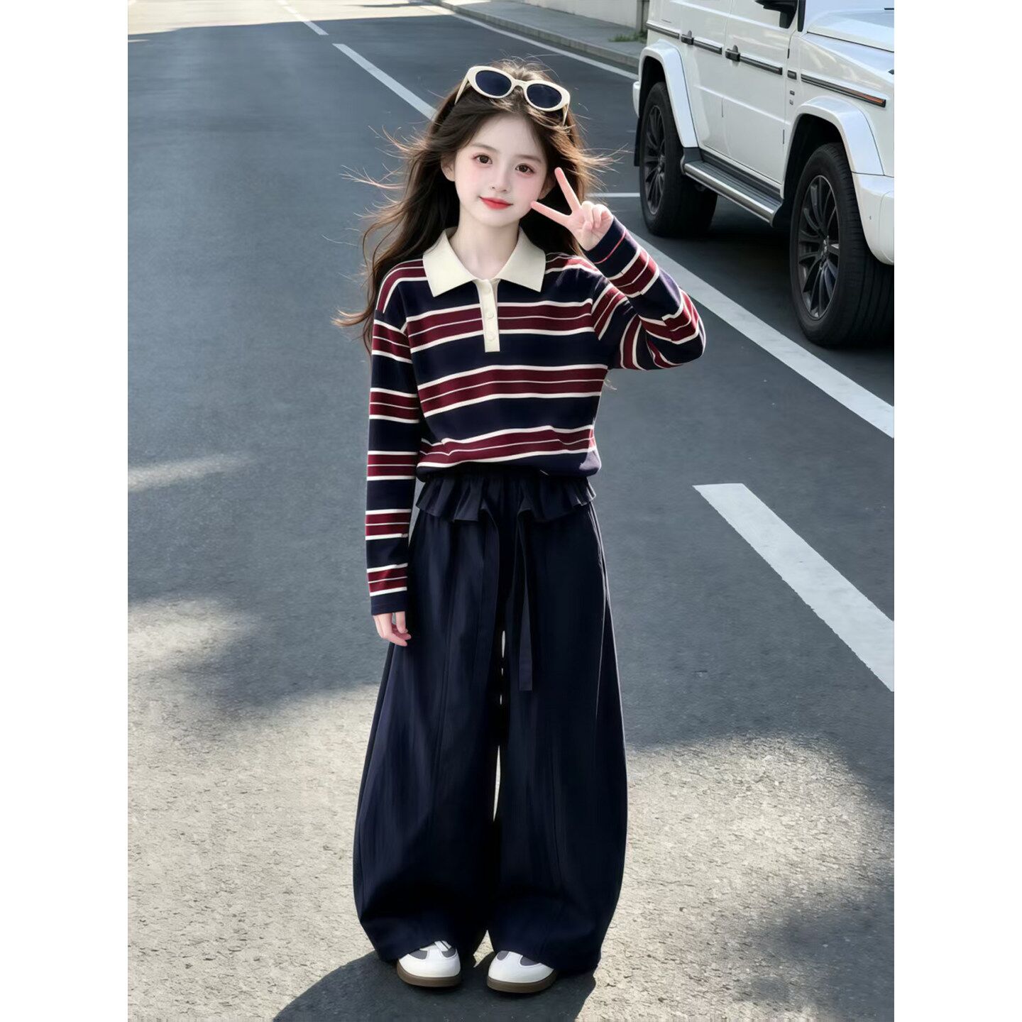 女童秋季新款运动休闲阔腿裤图片