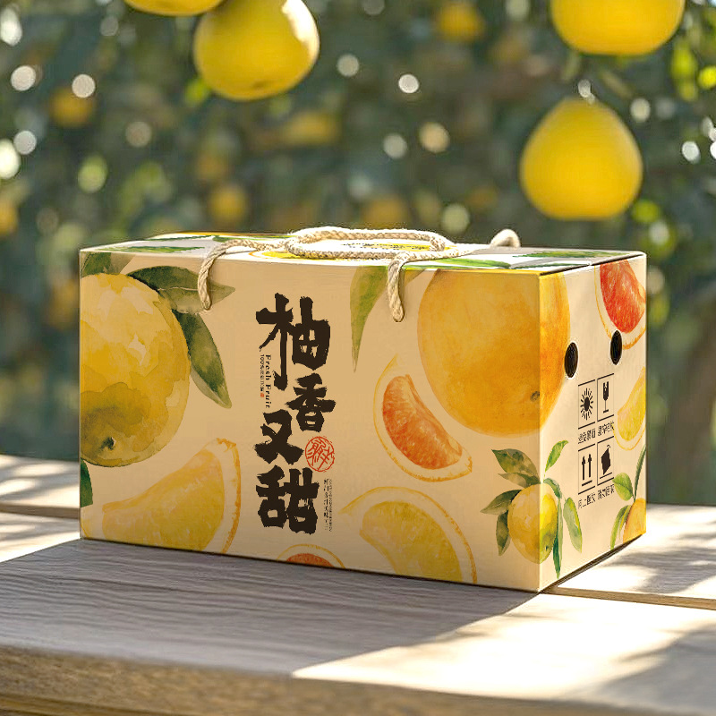 文旦柚子包装盒礼盒葡萄柚子包装箱2/4个装沙田柚子礼盒空盒