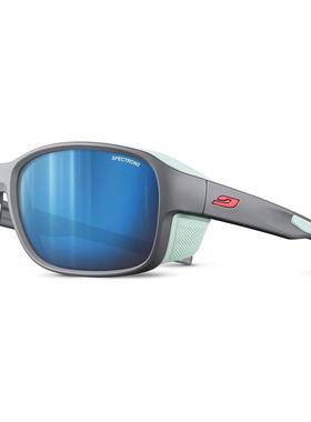 代购JULBO太阳镜女UV防护偏光防滑保护方框蓝色镜片可拆卸侧护罩