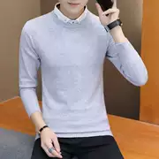 Áo sơ mi cổ lọ màu đơn sắc áo len nam hai đầu mảnh mai Thanh niên Hàn Quốc kinh doanh bình thường nam mặc áo len - Áo len