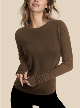 超细柔美利奴羊毛长袖健身t恤女速干健身服宽松瑜伽服运动上衣秋