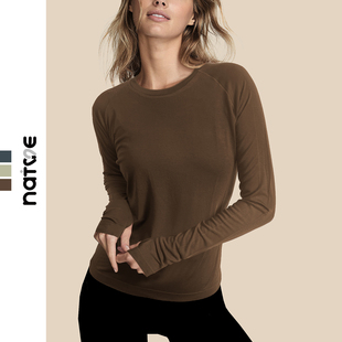 超细柔美利奴羊毛长袖健身t恤女保暖健身服宽松瑜伽服运动上衣秋