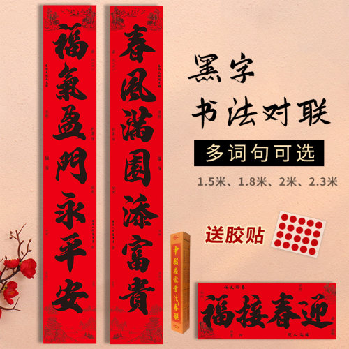 2026新年黑字书法对联